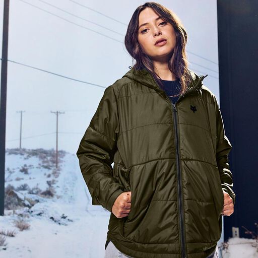 Female model wearing the Ridgeway Jacket for Women