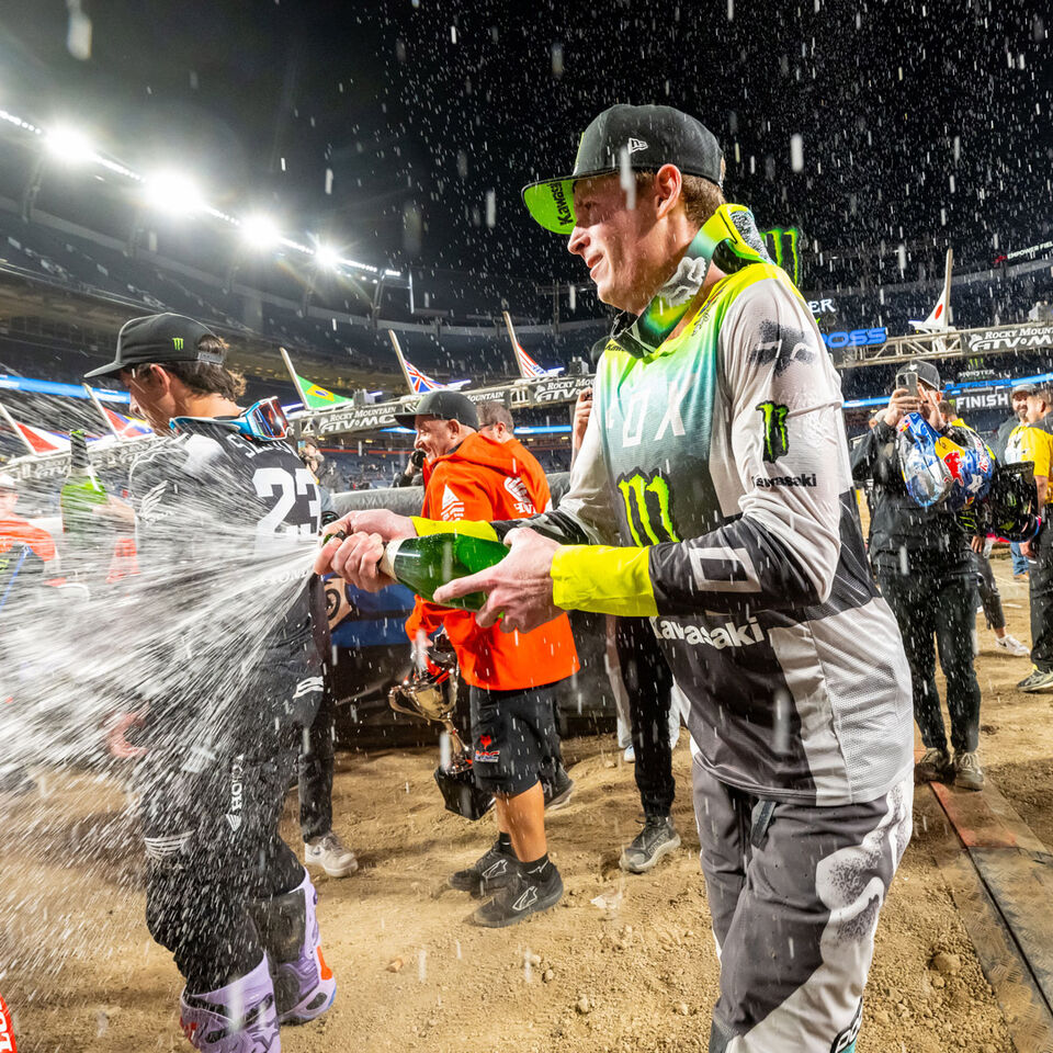 AC celebrating at Supercross